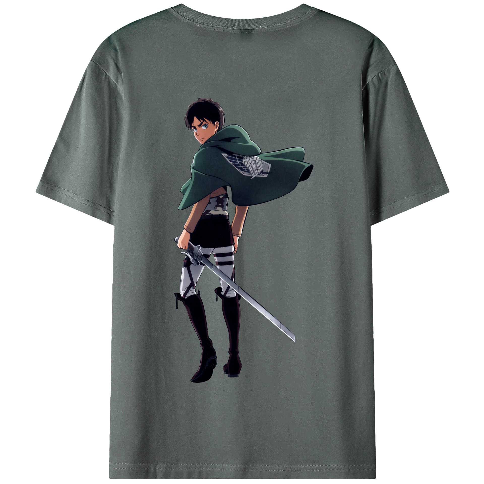 （画像用） 進撃の巨人 エレン･イェーガー Attack on Titan Eren Jäger 綿100％半袖Tシャツ（背面プリント）